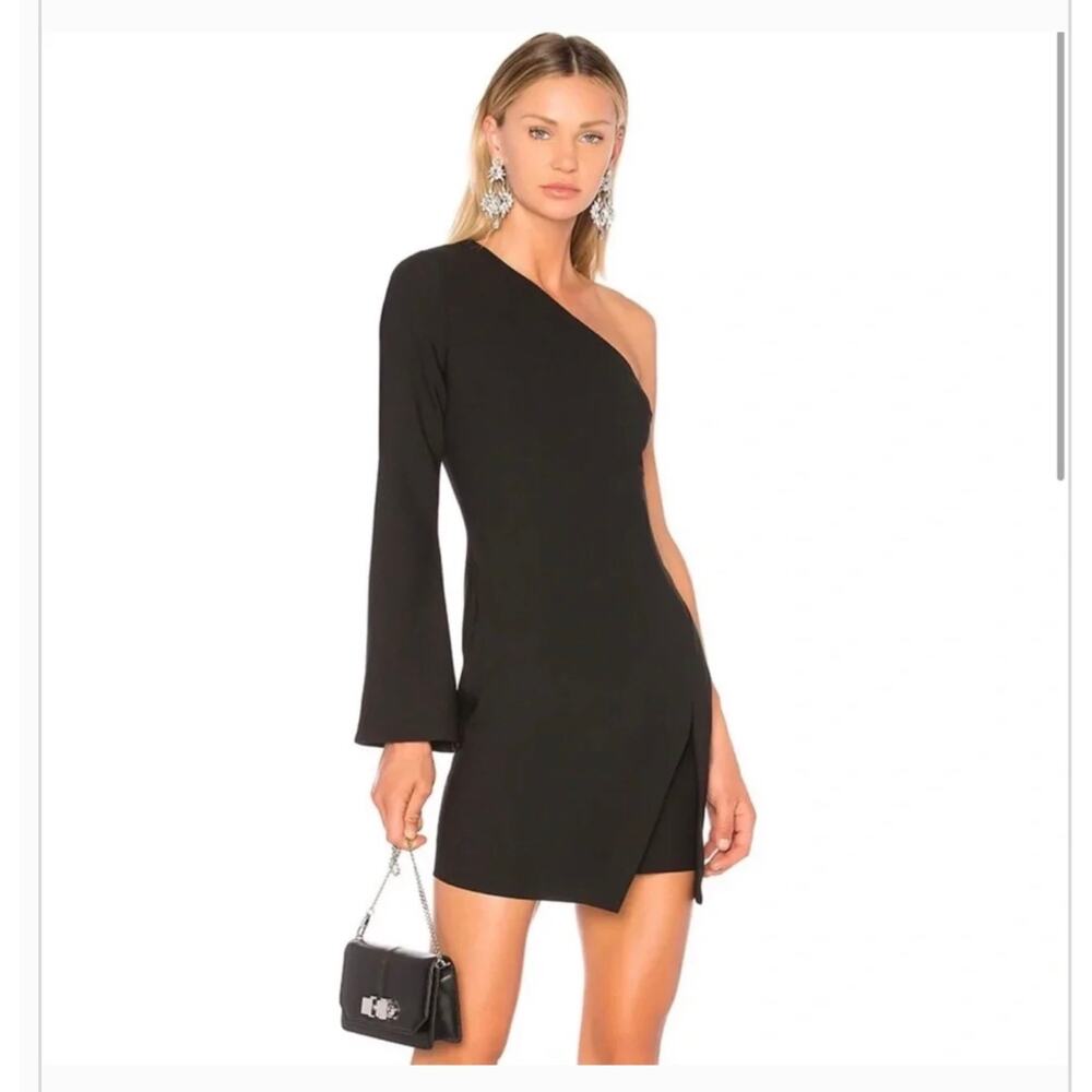 Cinq A Sept black one shoulder Mariela Mini Dress size 0